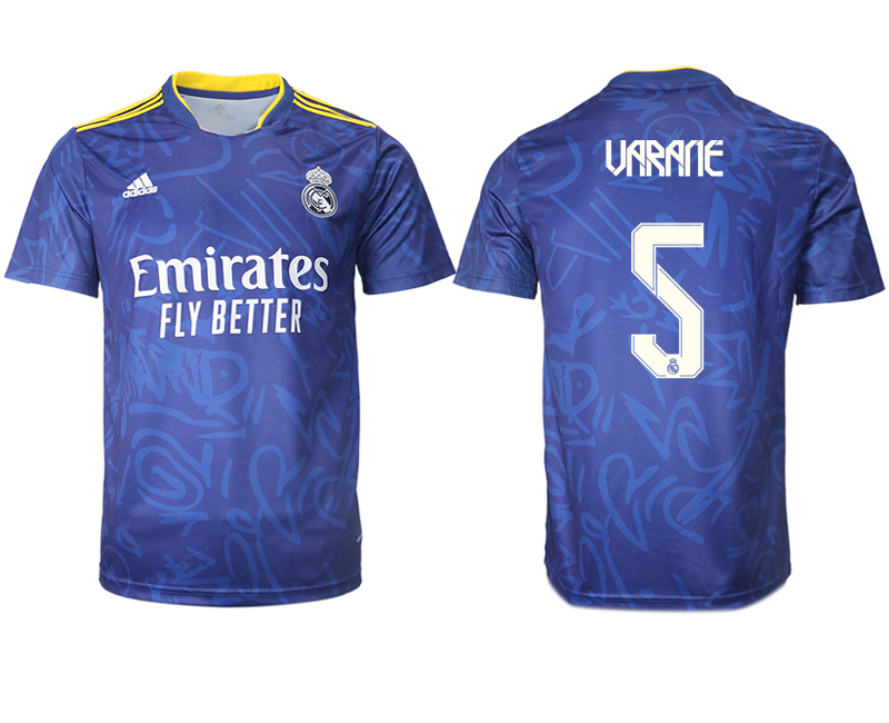 Men 2021-2022 Club Real Madrid away aaa version blue #5 Soccer Jersey